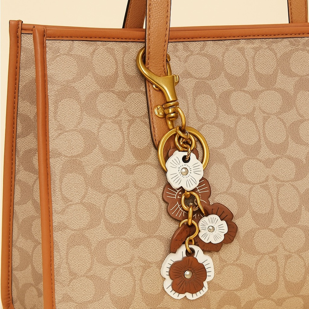 Blossom Luxe Floral Charm/Keyring. Brown